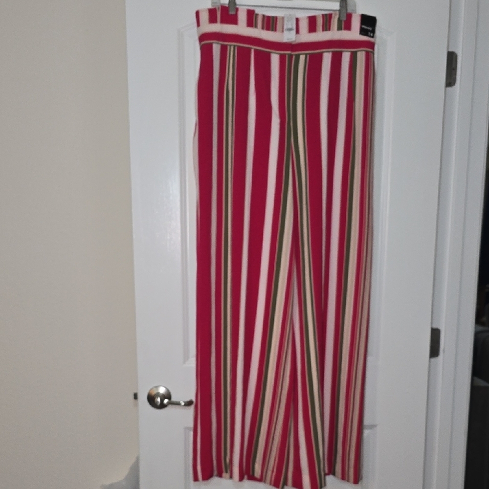 New York & Company Pink and White Wide Leg Pants